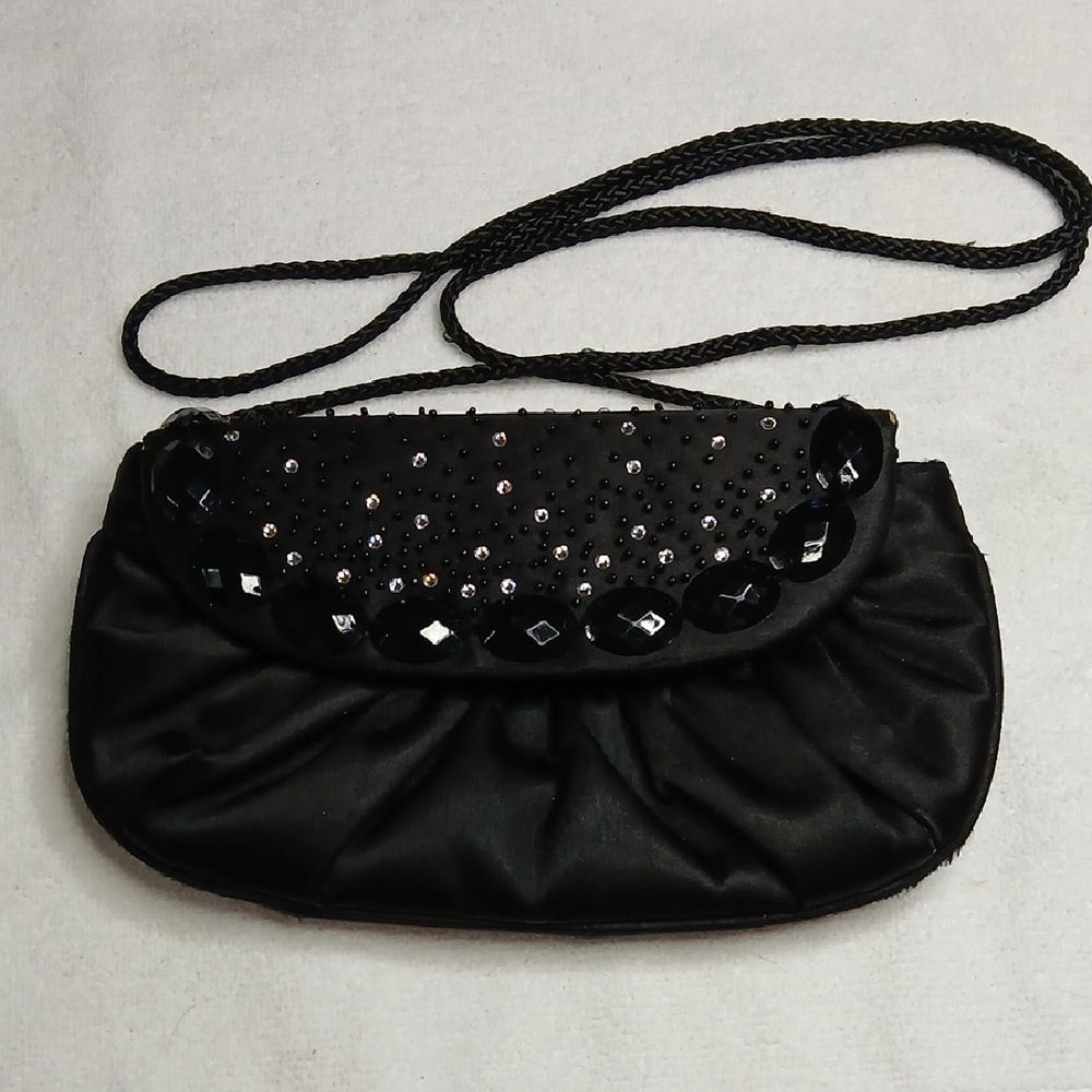Kate Landry Black Beaded Crossbody Bag